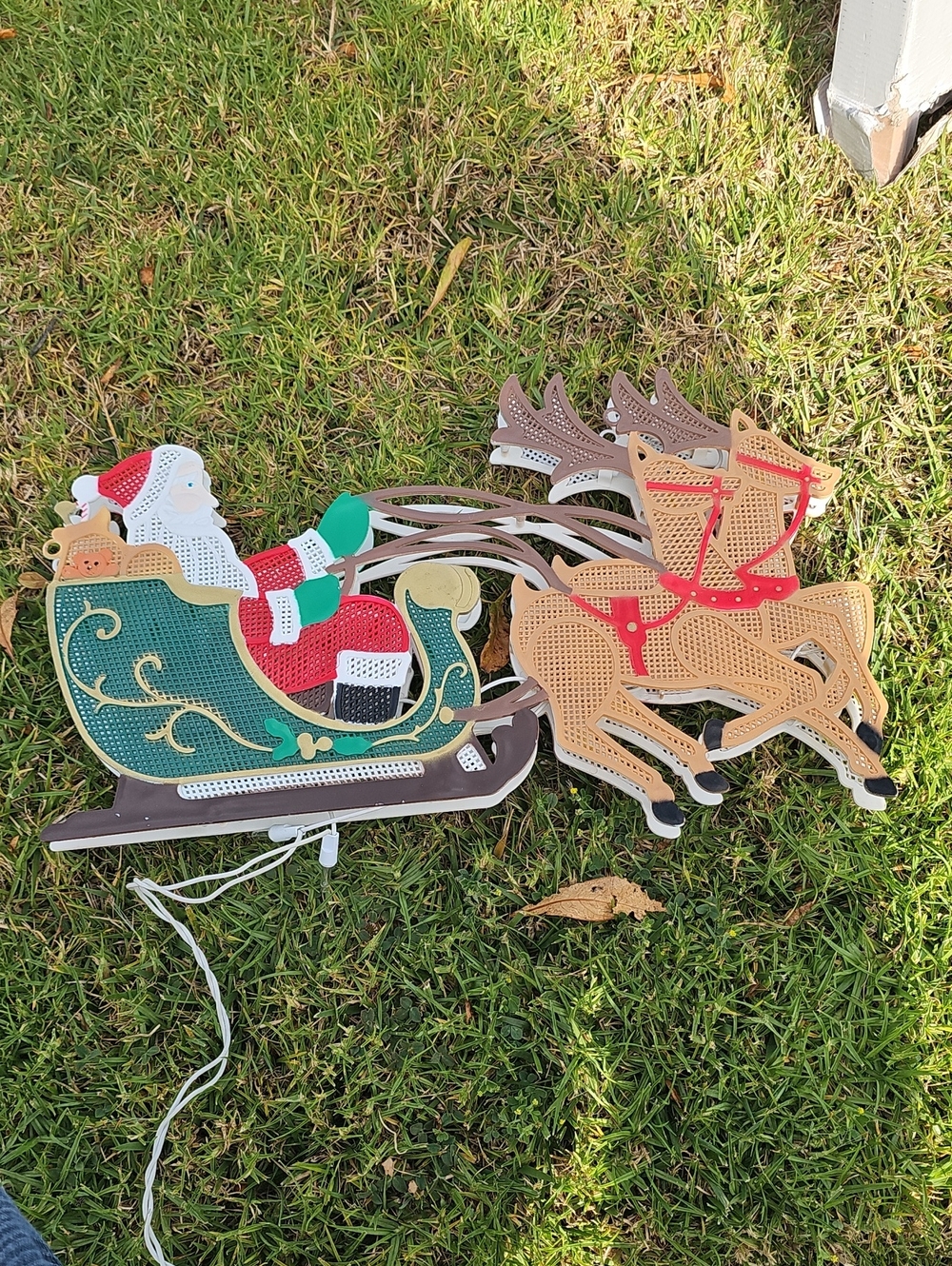 Santa in Green Sleigh with Reindeer Light-Up Decor